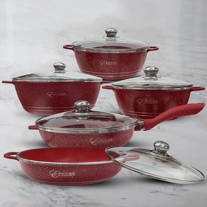 Set de Ollas Epicure con Recubrimiento de Mármol - 2 Colores (10 Piezas)