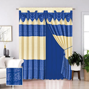 Juego de 2 Cortinas con Velo y Cenefa Decorativa 270 cm x 228 cm | Cisne Collection