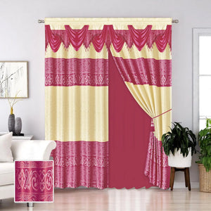 Juego de 2 Cortinas con Velo y Cenefa Decorativa Cisne Collection - ambientado en el hogar