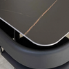 Comedor 4 Personas 90x90 con Mesa Tipo Mármol y 4 Sillas Tapizadas Negro y Gris - Negro
