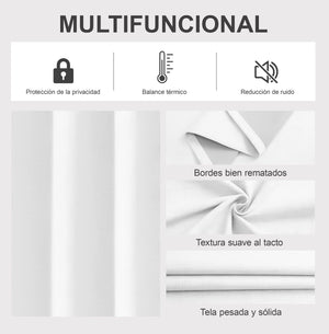 2 Cortinas Blackout con Ojales AXEL – Set de 2 Paneles (280x213 cm)