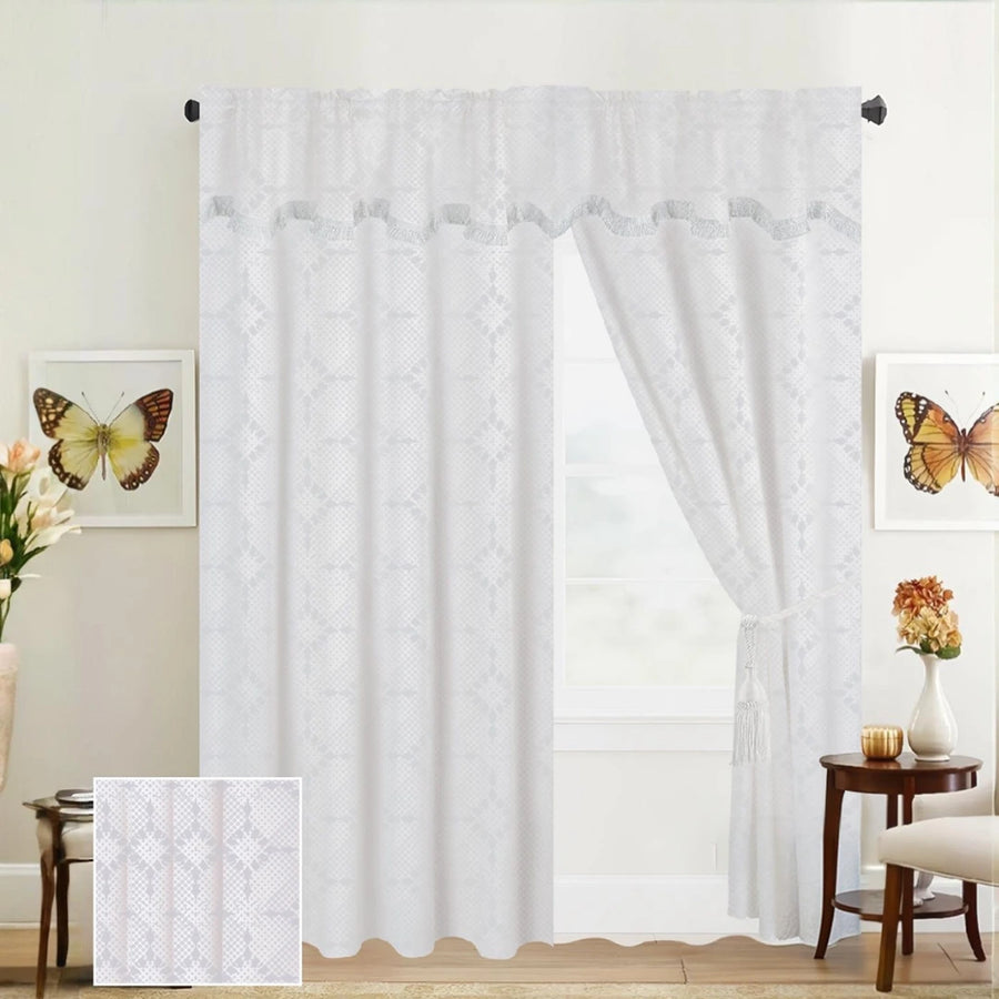 Juego de Cortinas con Velo y Borlas 2 Piezas 270x215 cm Avestruz Collection - vista principal