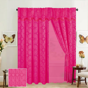 Juego de Cortinas con Velo y Borlas – 2 Piezas, 270x215 cm –  Avestruz Collection