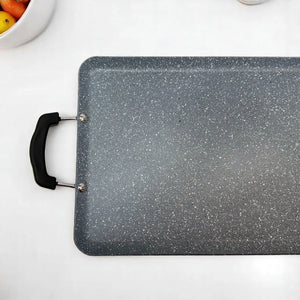 Plancha Antiadherente Marmolizada de Aluminio 48x30 cm para Doble Quemador – Alsasa 4 mm