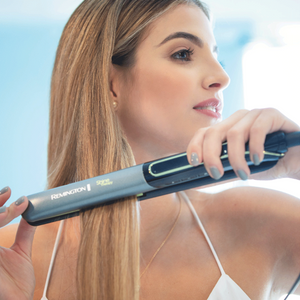 Plancha Alisadora Remington Shine Therapy S12A con Placas de Cerámica, Aguacate y Macadamia – 230°C, Apagado Automático
