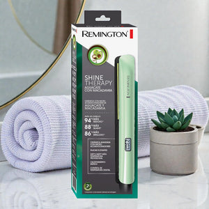 Plancha Remington Shine Therapy Profesional 230 °C con Aceite de Aguacate y Macadamia