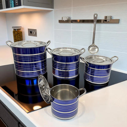 Juego de 8 Piezas de Ollas de Acero Inoxidable 555 – con Tapas