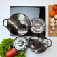 Juego de 8 Piezas de Ollas de Acero Inoxidable 555 – con Tapas