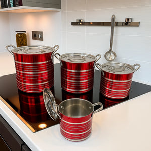 Juego de 8 Piezas de Ollas de Acero Inoxidable 555 – con Tapas