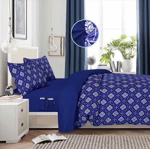 Juego de Sábanas Bouquetex Trébol Collection con Bolsillo Porta Accesorios – 4 Piezas