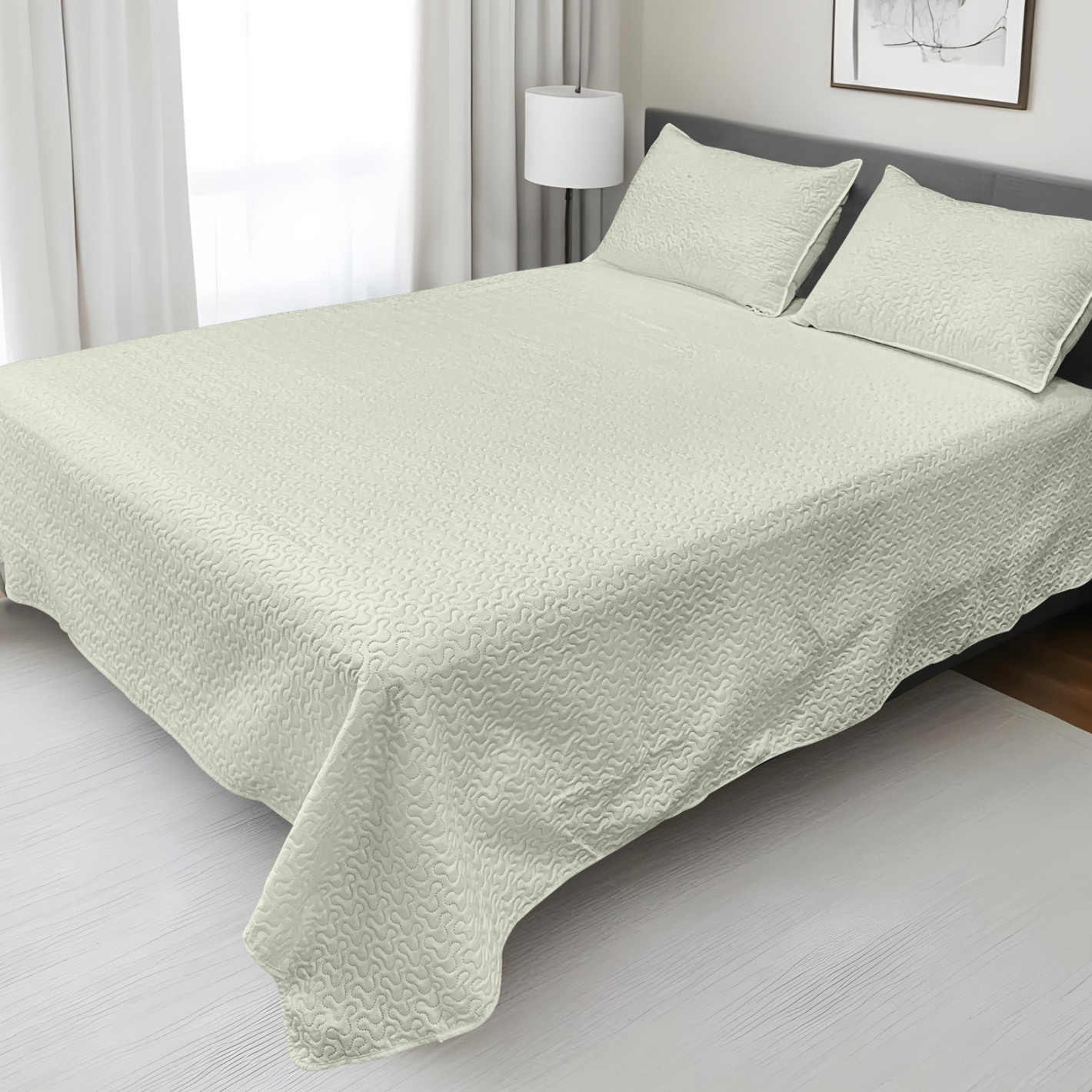 Juego de Cubrecama Sólido Reversible 3 Piezas