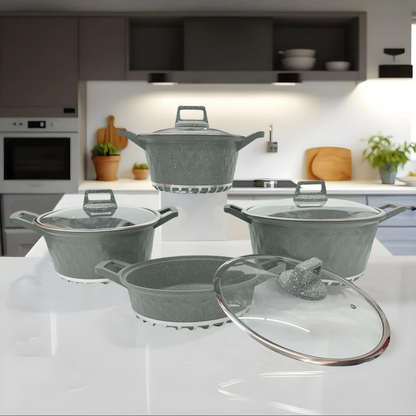 Set de Ollas Epicure Granito 8 Piezas con Tapas - 2 Colores