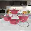 Set de Ollas Epicure Granito 8 Piezas con Tapas - 4 Colores - Rosa Granito
