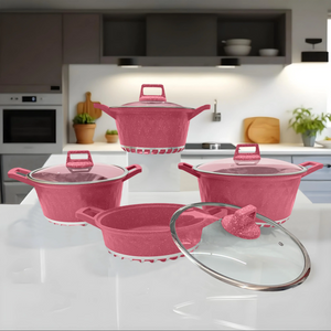 Set de Ollas Epicure Granito 8 Piezas con Tapas - 4 Colores