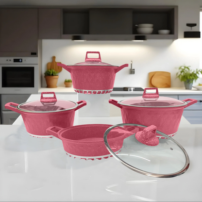 Set de Ollas Epicure Granito 8 Piezas con Tapas - 4 Colores