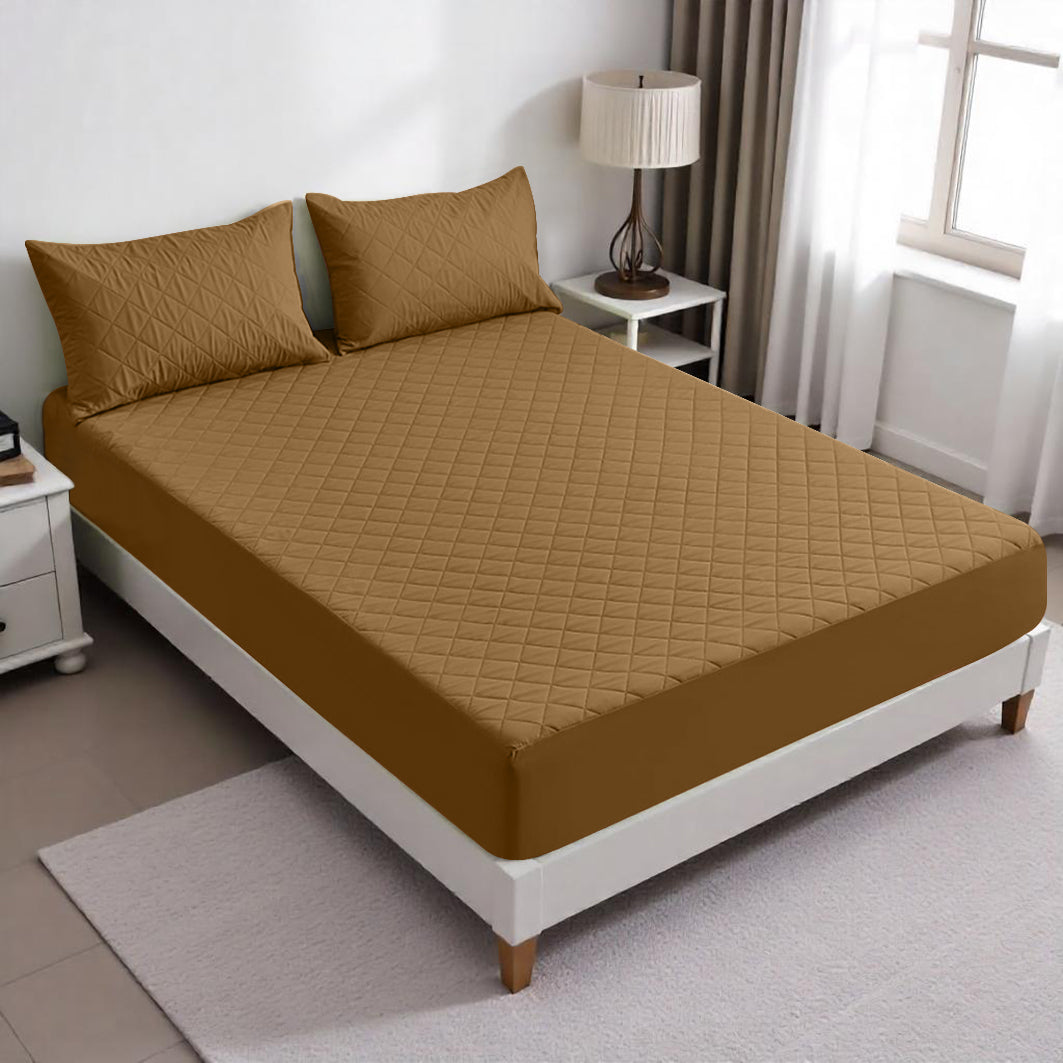 Set de Protector de Colchon con Sobrefundas Caramelo