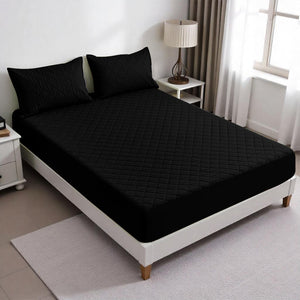 Set de Protector de Colchon con Sobrefundas Negro