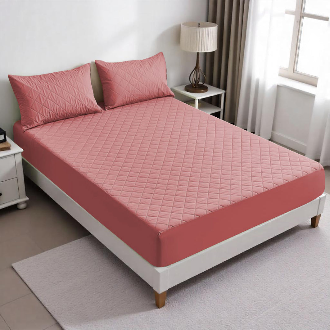 Set de Protector de Colchon con Sobrefundas Rosa