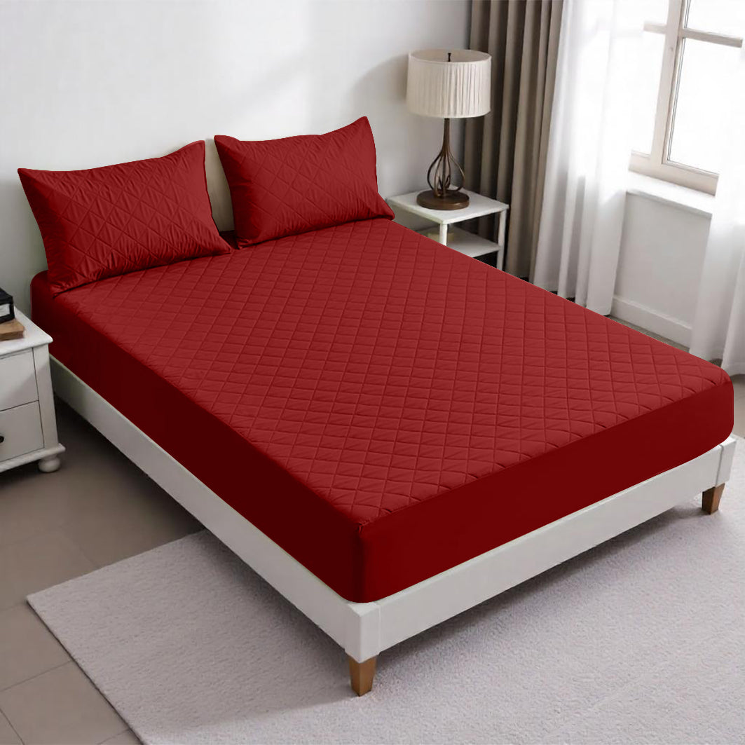 Set de Protector de Colchon con Sobrefundas Vino