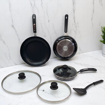 Set de Sartenes Antiadherentes con Tapadera de Vidrio | 7 Piezas Alsasa Línea Premium (20, 24, 30 cm)