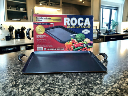 Plancha Doble Quemador Antiadherente Roca 48 cm x 29.5 cm / 4 mm