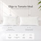 Comparativa de almohadas de bambú Pacific Home en tamaños 50 por 70 cm y 50 por 90 cm, con medidas y beneficios de cada opción.
