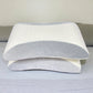 Dos almohadas Casa Opal de memory foam 35x55 cm, color blanco con gris, apiladas en vista frontal para mostrar grosor y diseño.
