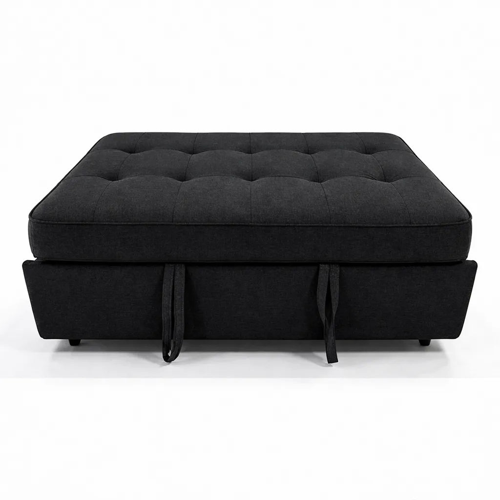 Sofá cama SFB-6097 color negro de Ambienta Home Decor en modo cama cerrado, vista frontal sobre fondo blanco, tapizado acolchado.
