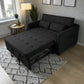 Sofá cama SFB-6097 color negro de Ambienta Home Decor en vista 3/4, modo cama extendido con estructura metálica visible; cama aprox. 118 x 178 cm.