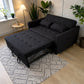 Sofá cama SFB-6097 color negro en modo cama extendido, vista frontal en ambiente; cama aprox. 118 x 178 cm.