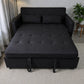 Sofá cama SFB-6097 color negro en modo cama completo, vista frontal con tirantes de apertura; superficie aprox. 118 x 178 cm.