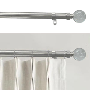 Galería para Cortina Extensible Dorada o Plata con Terminal de Cristal – Mediana (122 a 218 cm) – Incluye Soportes
