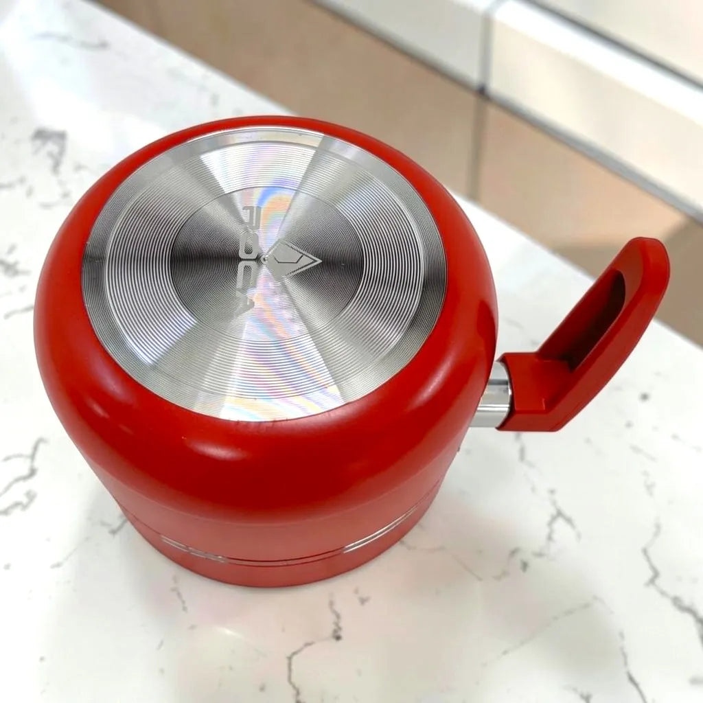 Base del lechero ROCA rojo con disco difusor de calor para mejor distribución en cocinas de gas y eléctricas.