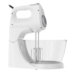 Batidora Black+Decker MX9125 blanca con tazón de vidrio vista izquierda