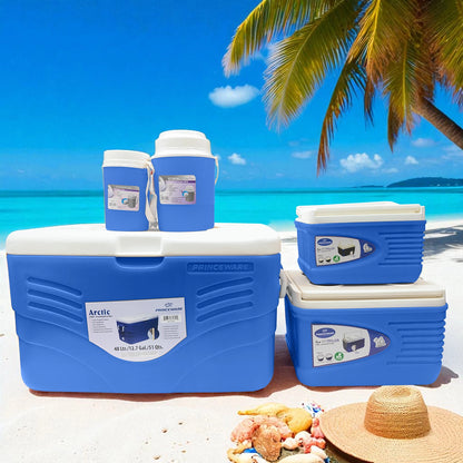 Combo de Hieleras y Termos Princeware (5 Piezas) – 48L, 14L, 6L, 2.4L, 1.25L | BPA Free