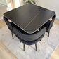 Comedor moderno 41388 negro con mesa tipo mármol cuadrada y 4 sillas vista superior diagonal