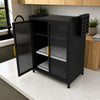 Gabinete Organizador de Cocina con Escurridor de Platos y Puertas - Negro