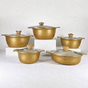 Set de Ollas HotChef de Granito 10 Piezas con Tapas de Vidrio Antiadherente