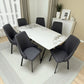 Comedor DT-06-2237 de Ambienta Home Decor con mesa 156×86×76 cm y seis sillas gris oscuro tapizadas, vista frontal en ambiente moderno.