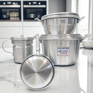 Set de Cocina de Aluminio Ollas, Sartén y Lechero (5 Piezas Profesionales) | Alinter Eco