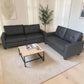 Juego de sofá 3+2 SF-711-GREY color gris oscuro en sala lifestyle con alfombra beige, mesa de centro y decoración moderna.