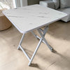 Mesa Plegable Multiusos 60x60 cm Tipo Mármol Negra y Blanca | Escritorio Compacto - Blanco Marmoleado