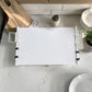 Organizador de vajilla KC-801 Ambienta color blanco visto desde atrás y arriba, con accesorios removibles laterales para cubiertos, cuchillos y utensilios.