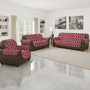 Set de fundas Scarlett Classics Elite rojo, 3 piezas reversibles; sillón, loveseat y sofá; 100% microfibra con patrón geométrico; tamaños 165x180, 224x180 y 279x180 cm