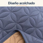 Detalle del diseño acolchado, las costuras, el relieve y el ribete del protector Scarlett Classics Metz.
