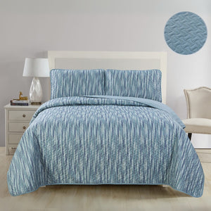 Set Cubrecama Terko Oslo azul con diseño de líneas modernas, disponible en medidas Full y King