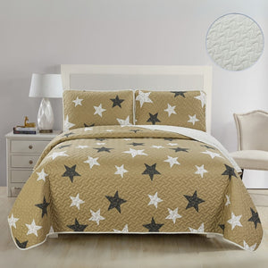 Set Cubrecama Terko Oslo beige con diseño de estrellas, juego de 5 piezas disponible en Full y King