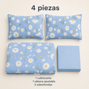 Set de Cubrecama Reversible 3/4 Piezas con Sábana Ajustable y Fundas – 8 Diseños