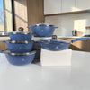 Set de Ollas ROCA 10 Piezas Antiadherente Granito con Tapas de Vidrio - Azul Granito