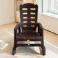 Silla mecedora plástica National acabado Palo de Rosa vista frontal, con diseño tipo madera oscura, respaldo alto, apoyabrazos y estructura de balanceo.